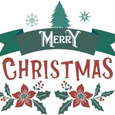 Sticker decorativ, Merry Christmas , Verde, 70 cm, 4936ST