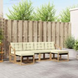 vidaXL Set Canapele Exterior Lemn Acacia Alb Crem Canapea Taburet 6 Piese