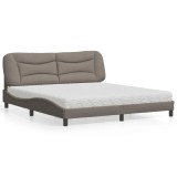 VidaXL Pat cu saltea, Hvar, gri taupe, 180x200 cm, textil 3208552