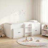 Cumpara ieftin Cadru de pat loft cu sertar cu usa 3 buc. Alb Lemn prelucrat