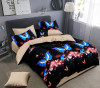 Lenjerie de pat pentru o persoana cu husa elastic pat si 2 fete perna patrata, Teos, bumbac mercerizat, multicolor
