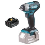 Makita DTW180Z + BL1850B - Masina de insurubat cu impact patrat 3/8 inch 180 Nm M16 + Acumulator Li-Ion 18 V 5 Ah