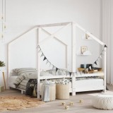 Cadru Pat Copii vidaXL, 2x(80x160) cm, Lemn Masiv Pin, Alb - Patut Montessori, Sigur, +4 Ani