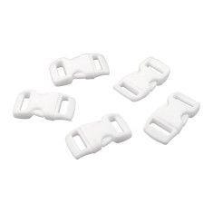 Set 5 catarame trident curbate din plastic pentru textile Crisalida, latime 10 mm, dimensiuni 15 x 29 mm, Alb