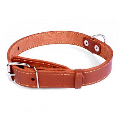 Zgardă COLLAR, din piele maro, pentru c&amp;acirc;ini 32 - 40 cm, 20 mm foto