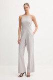 Sisley salopetă amestecată cu in culoarea gri, cu amestec de in, cold shoulder, 4NP9LT00N