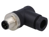 Conector M12 tată, 4 pini, 90&deg;