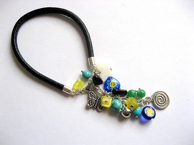 Bratara turcoaz si agate pietre semipretioase, sidef si margele sticla 27479