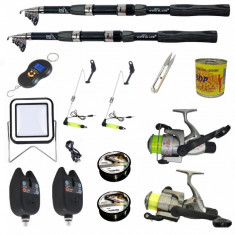 Set complet de pescuit sportiv cu lanseta Wind Blade de 3 m, mulinete Cobra, 2 senzori, guta, cantar electronic accesorii foto