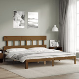 Cadru pat cu tablie, maro miere, 200x200 cm, lemn masiv GartenMobel Dekor, vidaXL