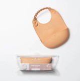 Baveta bebelusi Miniware Roll Lock, 100% din silicon alimentar, Toffee