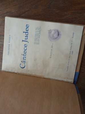 CANTECE JUDEE - THEODOR ROSEN - 1929 foto