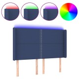 Cumpara ieftin Tablie de pat cu LED, albastru, 147x16x118/128 cm, textil