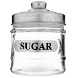 Borcan din sticla Herum&reg;, pentru depozitarea zaharului, cu capac metalic, Transparent, 9 x 11 cm