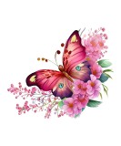 Sticker Decorativ Fluture Roz 69cm Autocolant PVC, Detasabil, Jungla Safari, Decoratiune Perete Usa, Spatiu Comercial