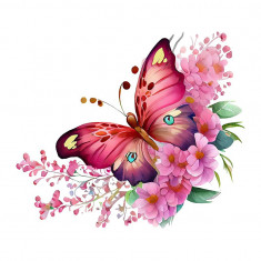 Sticker decorativ, Fluture, Roz, 69 cm, 1209STK-1