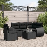 Cumpara ieftin Gossi set mobilier de gradina cu perne, 6 piese, negru, poliratan
