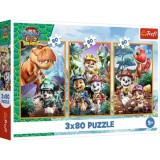 PUZZLE TREFL 3X80 PATRULA CATELUSILOR EROII DINOZAURILOR
