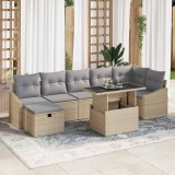 vidaXL Set de canapele pentru grădină cu pernă 8 pcs Bej Rattan poli