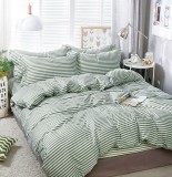 Cumpara ieftin Lenjerie Pat Bumbac Verde 4 Piese Fara Elastic - 200x230 cm husa pilota, 240x250 cm cearceaf, 55x75 cm fete perna