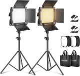Neewer 660, Panou de lumina LED, set de studio cu 2 trepiede softbox pliabil, doua culori CRI9+, Geanta de transport, Pentru filmari si fotografie