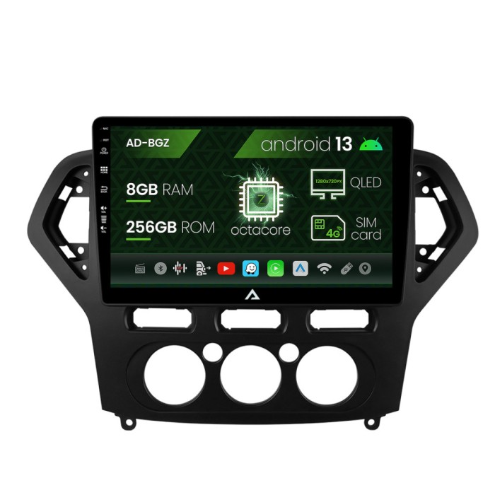 Navigatie Ford Mondeo (2007-2010) Clima Manuala, Android 13, Z-Octacore 8GB RAM + 256GB ROM, 10.1 Inch - AD-BGZ10008+AD-BGRKIT126