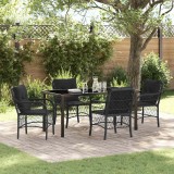 Cumpara ieftin Set de masă pentru grădină cu pernă 5 pcs Negru Rattan poli