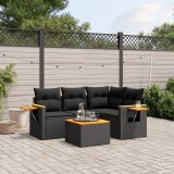 Cumpara ieftin Gossi set mobilier de gradina cu perne, 5 piese, negru, poliratan