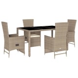 Cumpara ieftin Set mobilier de gradina cu perne, 5 piese, bej, poliratan