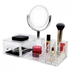 Organizator pentru cosmetice si produse de make-up cu oglinda foto