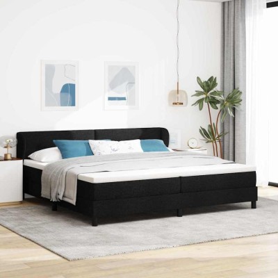 vidaXL Pat boxspring cu saltea cu saltea Negru 200 x 200 cm țesătură 3340047 foto