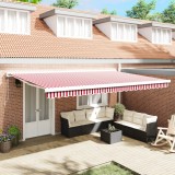 vidaXL Marchiză Retractabilă Automată cu Dungi Roșii și Albe 500x300 cm