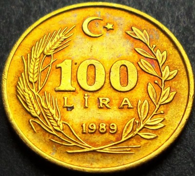 Moneda 100 LIRE - TURCIA, anul 1989 * cod 1144 B foto
