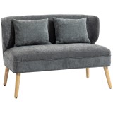 HOMCOM Canapea 2 Locuri Catifea Chenille Gri Sezut Larg Spatar Inalt Mobila Living