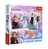 Cumpara ieftin Puzzle Trefl 2 in 1 Memo Disney Frozen - Printesele si taramul lor, 102 piese
