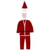 Costum Crăciun Adulți Velvet, Pantalon 61cm, Lungime Pantalon 105cm, One Size, Roșu