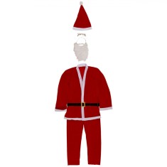 Costum Crăciun Adulți Velvet, Pantalon 61cm, Lungime Pantalon 105cm, One Size, Roșu
