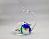 Murano original figurina de sticla lucrata manual Balena paperweight Italia &#039;70 arta sticla lucrata manual 11 x 15 cm
