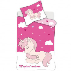 Lenjerie de pat Unicorn Magic, 2 Piese, 100A 135 cm, 40A 60 cm, 100% Bumbac