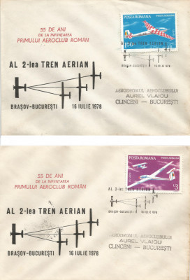 Rom&amp;acirc;nia, Al 2-lea tren aerian Braşov - Bucureşti, plicuri, Bucureşti, 1978 foto