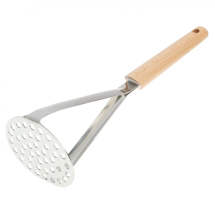 Presă Piure, Metalică, M&acirc;ner Lemn, 27 cm, Argintiu