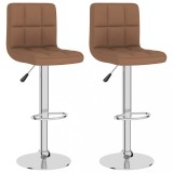 VidaXL Scaune de bar, 2 buc., maro, material textil