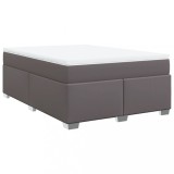 Cumpara ieftin Pat box spring cu saltea, gri, 140x200 cm, piele ecologica