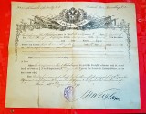 G897-Certificat militar Austria vechi 1890 Ministerul Apararii K.u.K Landwehr Batailion Regiment Infanterie nr. 1 oras Korneuburg 36/30 cm.