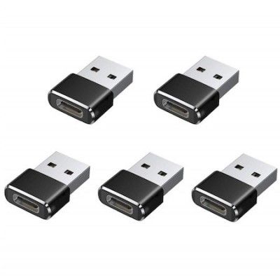 Set 5x Adaptor mini USB tip C la USB, viteza rapida de transfer - Negru foto