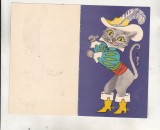 bnk cp Romania - Felicitare veche Motanul incaltat - uzata