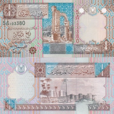 Libia 1/4 Dinar 2002 UNC foto