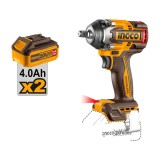 Cumpara ieftin Masina de insurbat cheie cu impact 20V BL 1/2 500nm cu 2 x 4.0Ah cu baterie Ingco CIWLI2050