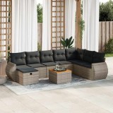 VidaXL Set canapele de grădină, 9 piese, cu perne, gri, poliratan