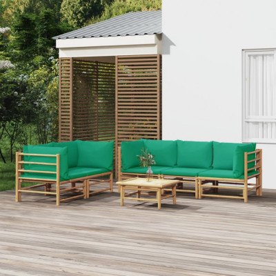 Set mobilier de gradina cu perne verzi, 6 piese, bambus GartenMobel Dekor foto